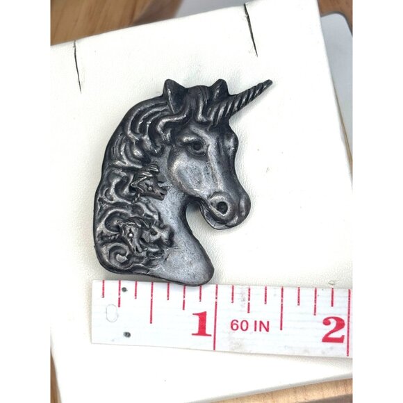 Vintage Pewter Unicorn Brooch With Intricate Detailing & earrings set - Picture 5 of 8